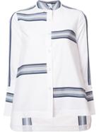 Derek Lam 10 Crosby Mandarin Neck Flared Shirt, Women's, Size: 4, White, Cotton