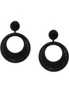 Oscar De La Renta Structured Hoop Earrings - Black