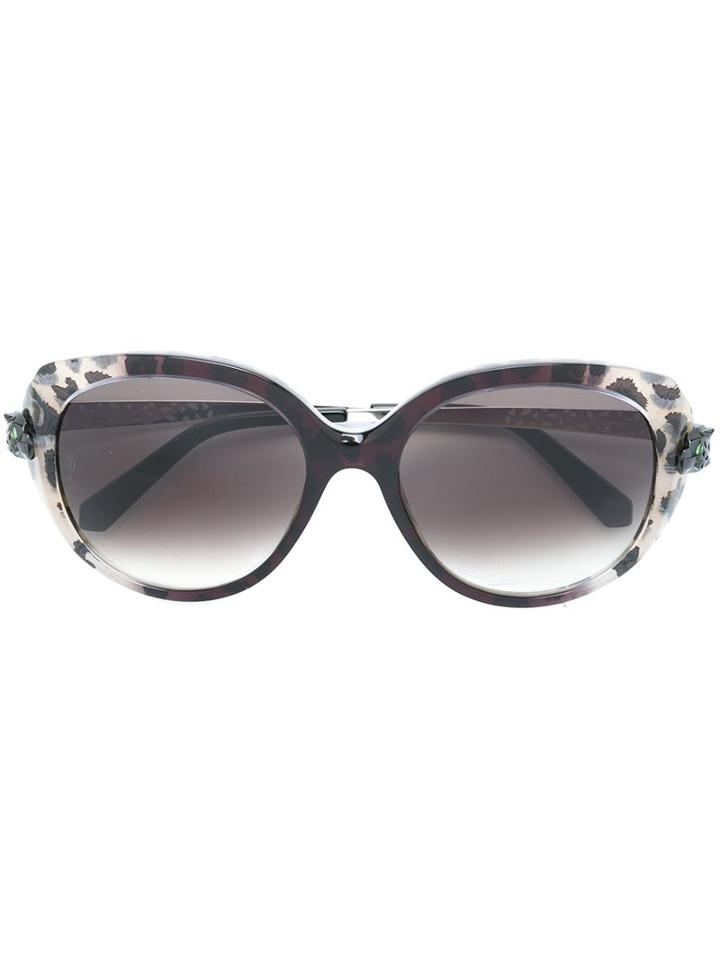 Cartier 'panthère Wild' Sunglasses, Women's, Black, Acetate/enamel/metal
