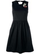 No21 Cherry Brooch Sleeveless Dress, Women's, Size: 40, Black, Cotton/spandex/elastane
