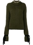 J.w.anderson Tie Cuff Jumper, Women's, Size: Small, Green, Alpaca/polyamide/wool/polyester