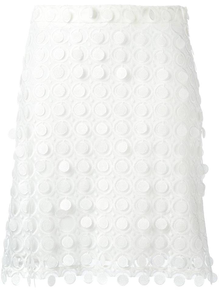Carven Circular Layered A-line Skirt, Women's, Size: 38, White, Silk/polyester/acetate