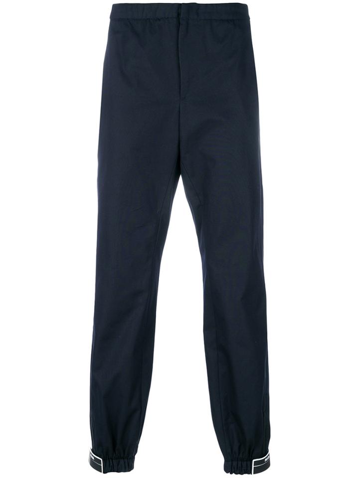 Prada Logo Cuffed Trousers - Blue