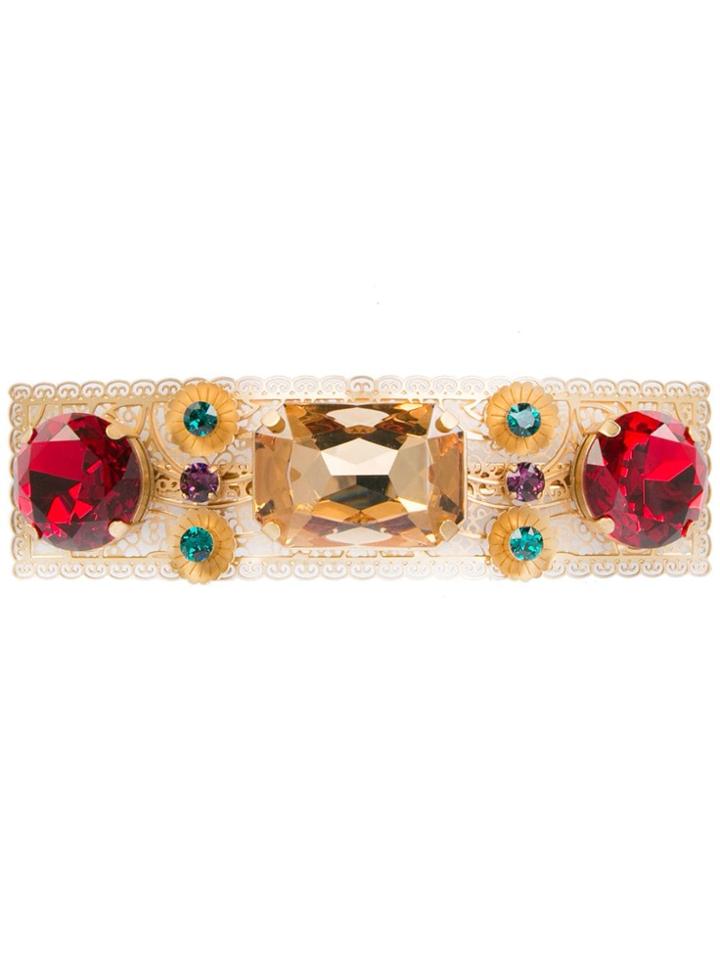 Dolce & Gabbana Crystal Embellished Hair Clip - Gold