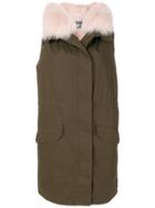 Army Yves Salomon Fur-trim Sleeveless Coat - Green