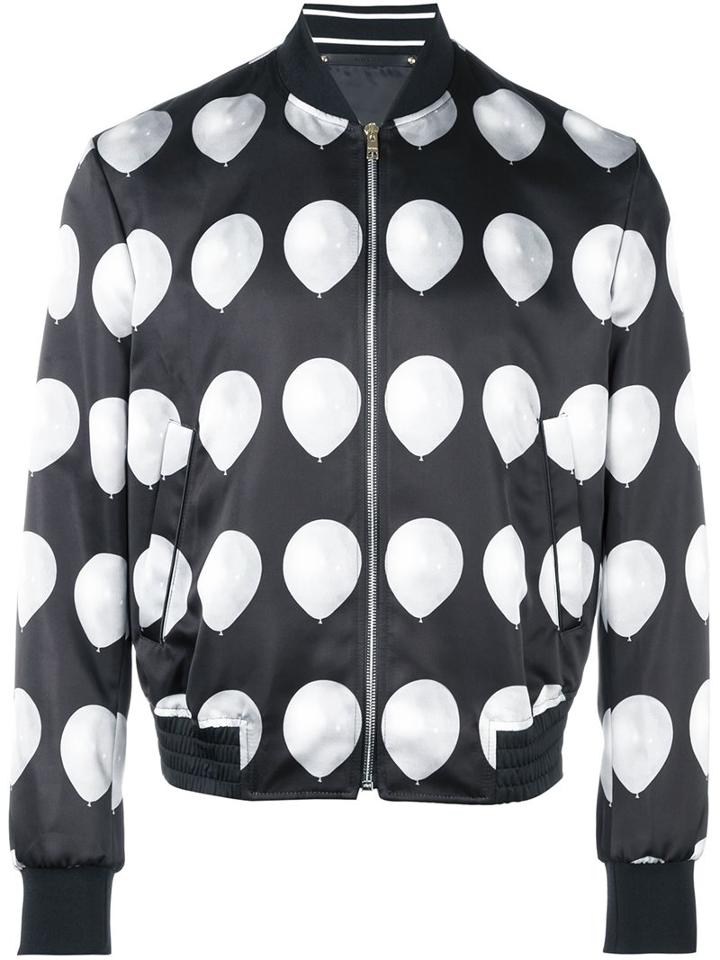 Paul Smith Balloon Print Bomber Jacket, Men's, Size: Xl, Black, Polyester/cupro/viscose/wool
