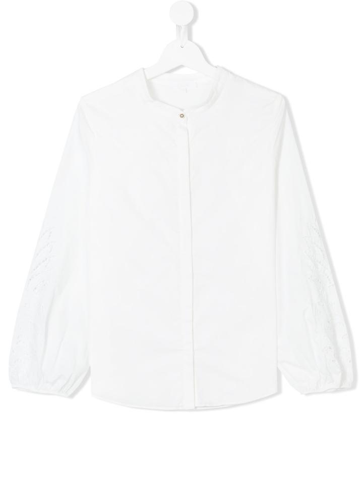 Chloé Kids Band Collar Blouse - White