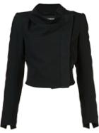 Ann Demeulemeester Cropped Biker Jacket, Women's, Size: 38, Black, Linen/flax/silk/virgin Wool