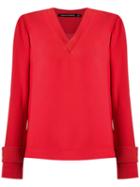 Reinaldo Lourenço - Long Sleeves Blouse - Women - Acetate - 46, Red, Acetate