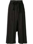 Pleats Please By Issey Miyake Pleated Cropped Trousers - Black
