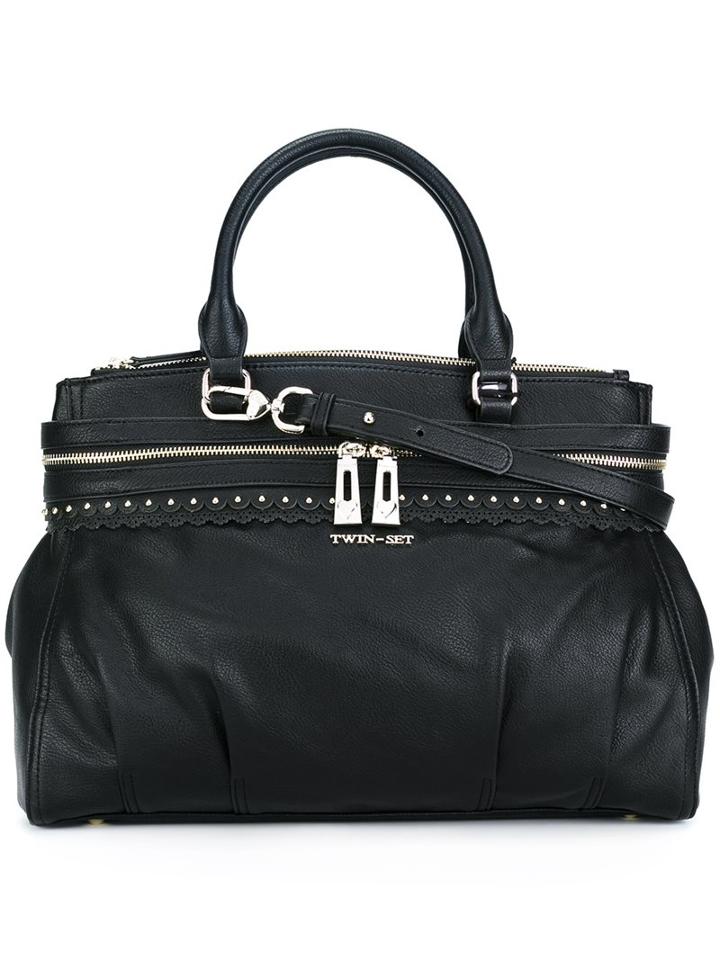 Twin-set Double Zipped Large Tote, Women's, Black