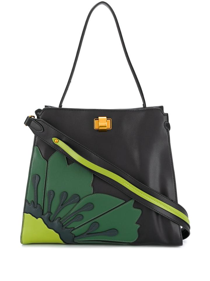 Tosca Blu Floral Shoulder Tote - Black