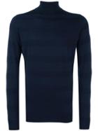 John Smedley Tonal Stripes Jumper, Men's, Size: Large, Blue, Merino/virgin Wool