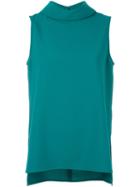 P.a.r.o.s.h. High Collar Sleeveless Blouse, Women's, Size: Medium, Blue, Polyester/spandex/elastane