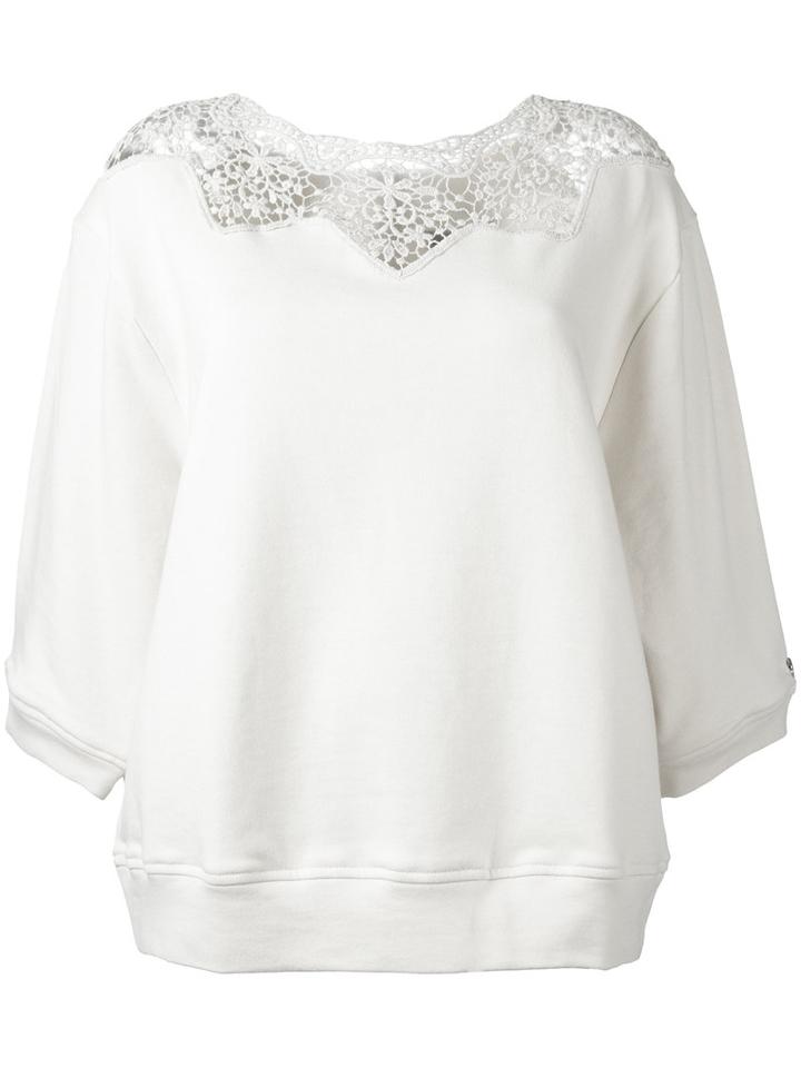 Twin-set Lace Neck Blouse, Women's, Size: Xl, Nude/neutrals, Cotton