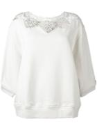 Twin-set Lace Neck Blouse, Women's, Size: Xl, Nude/neutrals, Cotton