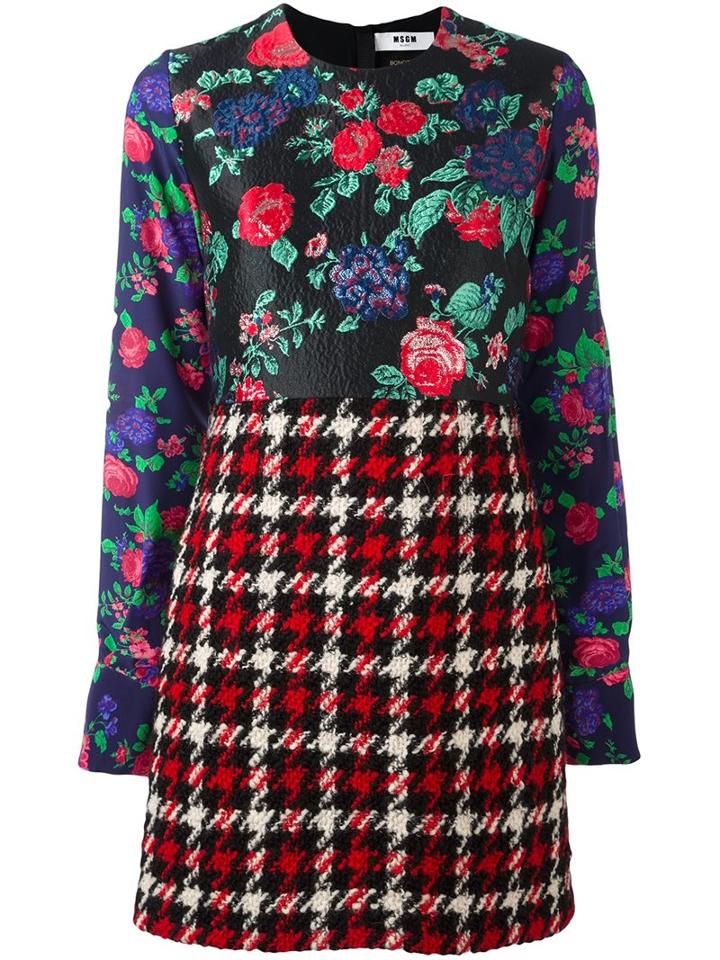 Msgm Multi-pattern Dress, Women's, Size: 40, Black, Polyamide/polyester/wool