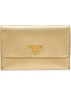 Prada Leather Card Holder - Gold