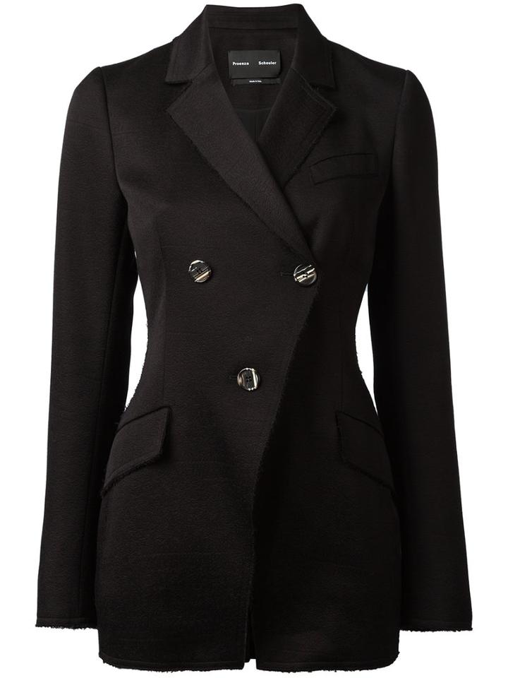 Proenza Schouler Fitted Blazer Jacket, Women's, Size: 6, Black, Cotton/wool/acetate/silk