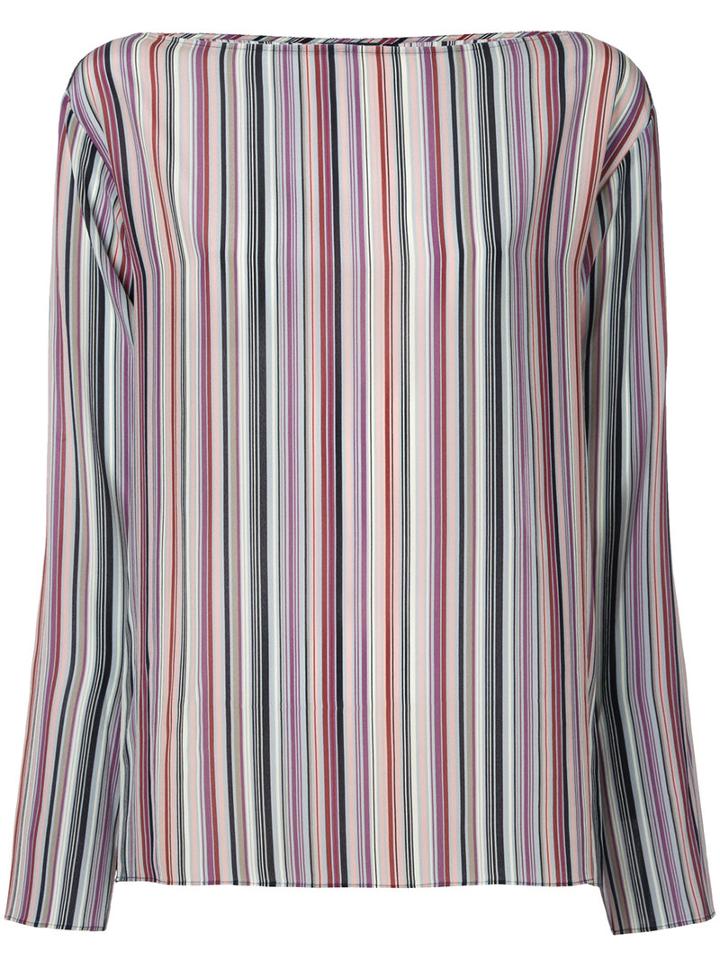 Theory Boat Neck Striped Blouse, Women's, Size: Small, Silk