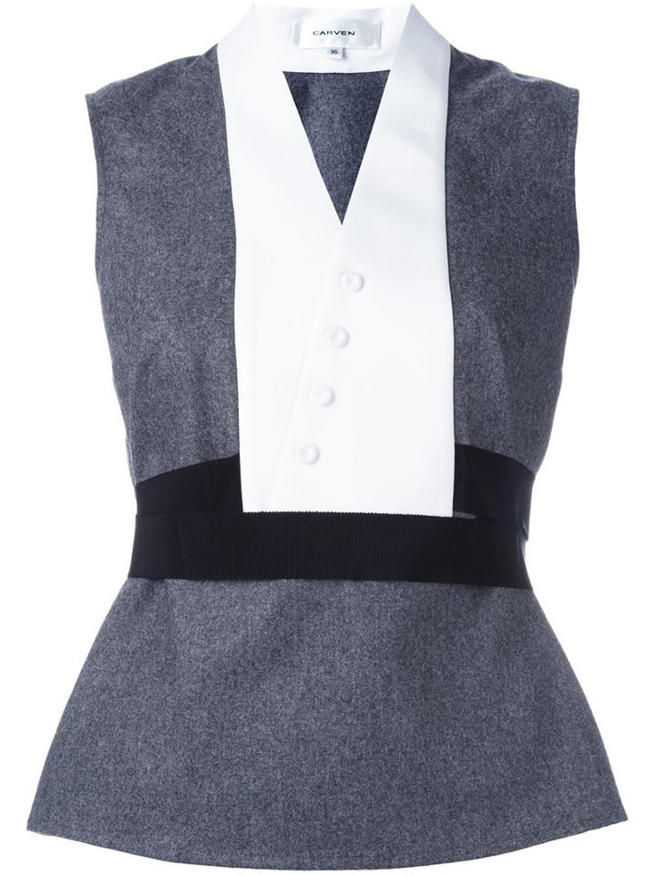 Carven Colour Block Patterned Blouse