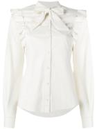 Skiim Hana Leather Bow Blouse - White