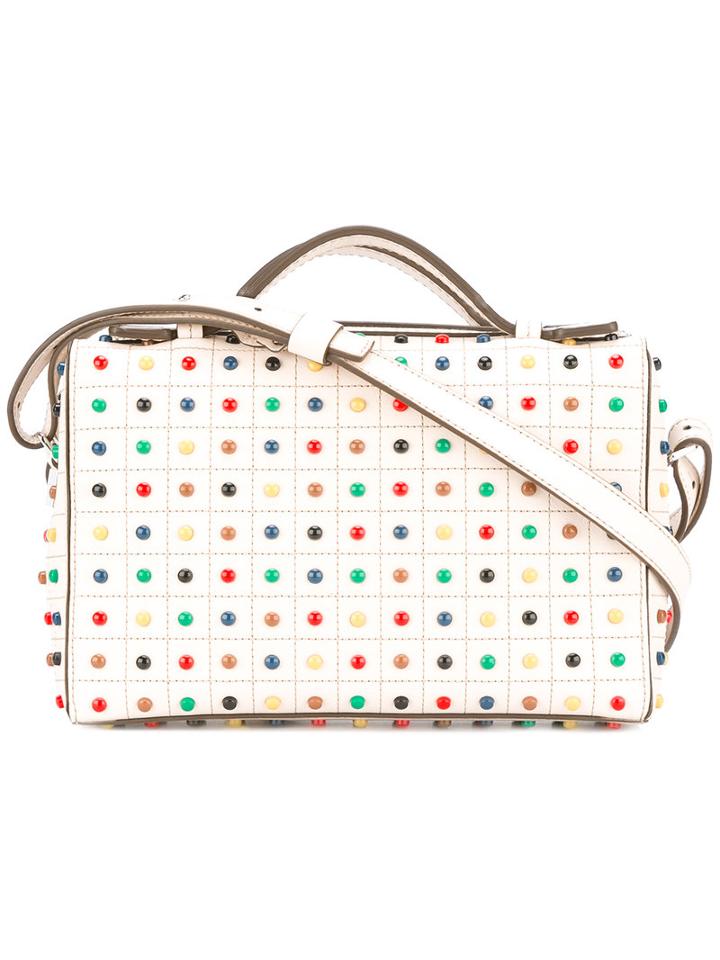 Tod's Studded Tote, Women's, White, Calf Leather