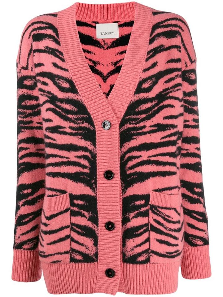 Laneus Zebra Pattern Cardigan - Pink