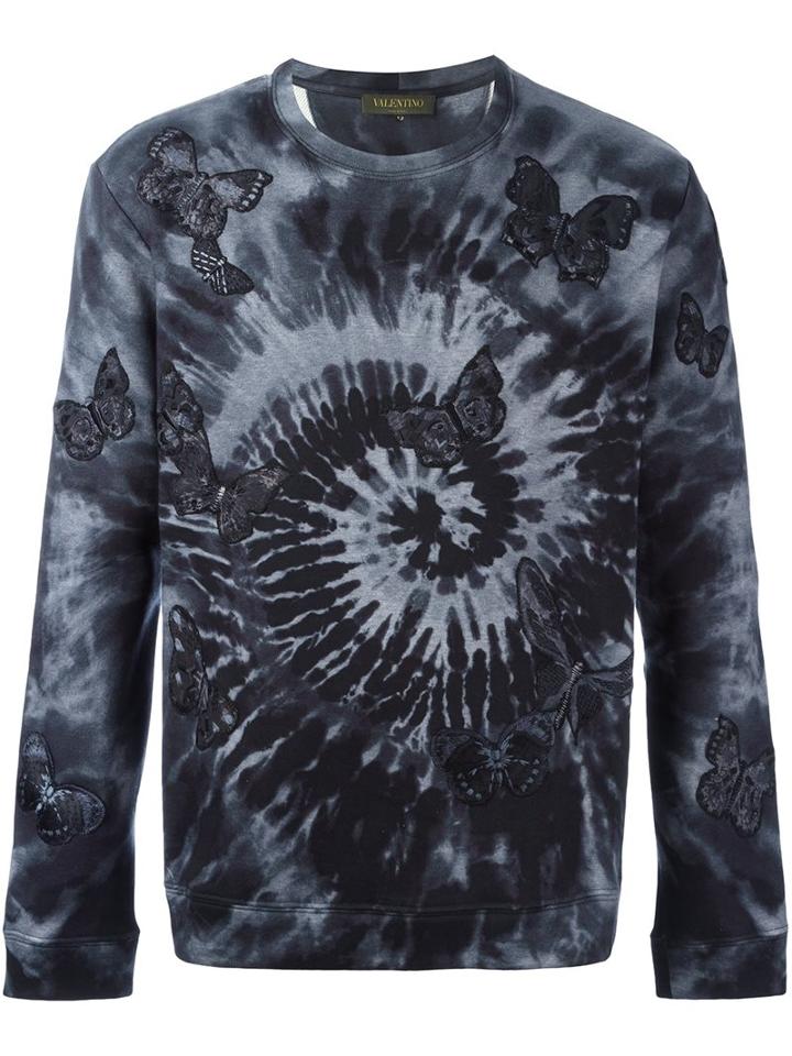 Valentino 'rockstud Tie & Dye' Embroidered Butterfly Sweatshirt