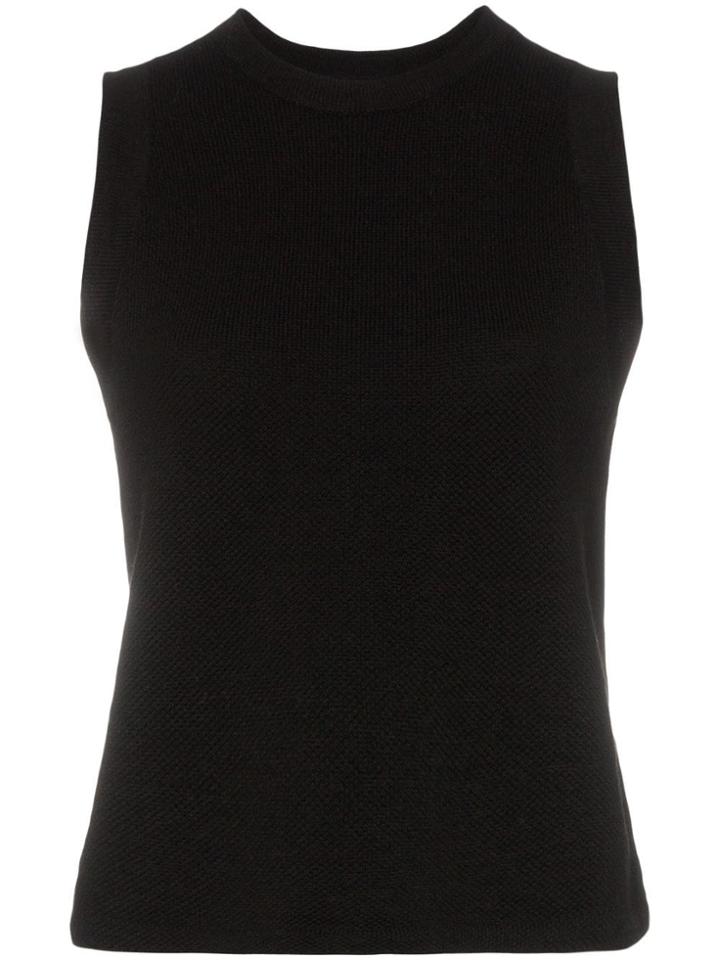 Carcel Tuck Sleeveless Alpaca Wool T-shirt - Black