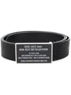 Diesel Logo Metal Buckle Belt - Black