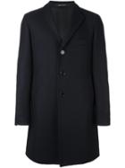 Tagliatore Textured Single-breasted Coat, Men's, Size: 52, Blue, Polyamide/cupro/virgin Wool/other Fibers