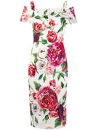 Dolce & Gabbana Floral Print Cold Shoulder Dress - Multicolour