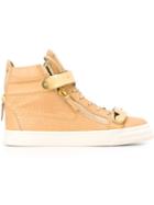 Giuseppe Zanotti Design Coby Hi-top Sneakers, Men's, Size: 40, Nude/neutrals, Calf Leather/leather/rubber