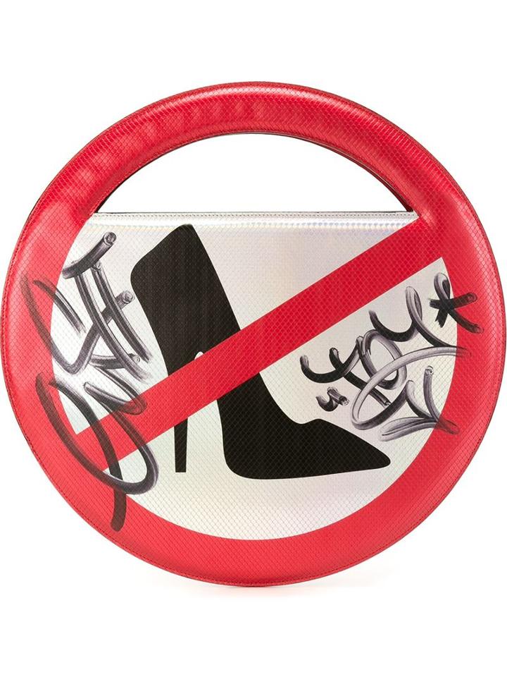 Moschino Graffiti No Entry Sign Clutch, Women's, Red