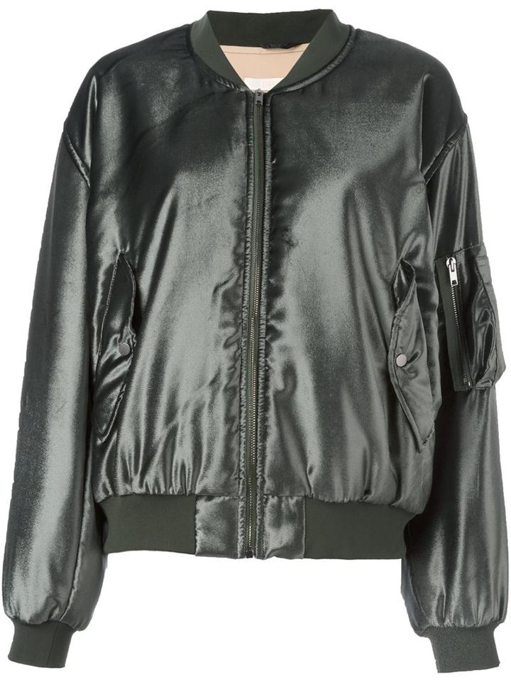 Ssheena Satin Bomber, Women's, Size: 42, Green, Viscose/polyester/silk