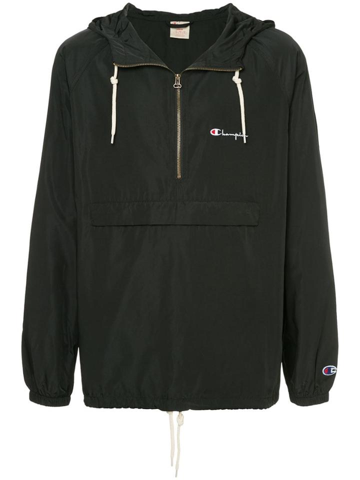 Champion Logo Embroidered Hooded Jacket - Black