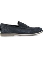 Hogan Rubber Sole Penny Loafers, Men's, Size: 8, Blue, Rubber/leather/suede