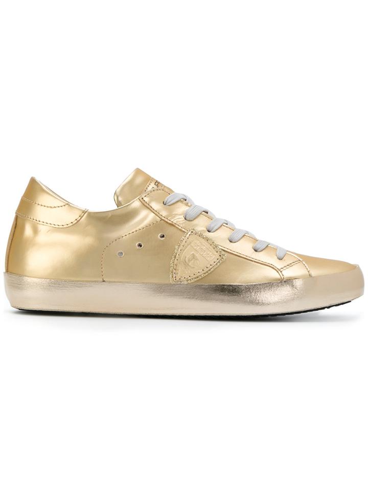 Philippe Model Logo Patch Metallic Sneakers