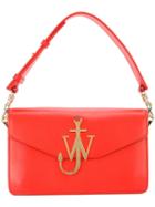 J.w. Anderson Logo Plaque Shoulder Bag, Women's, Red, Leather