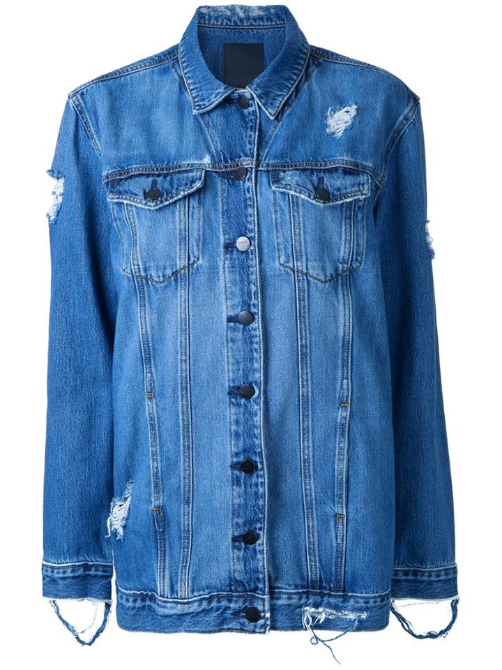 Nobody Denim Longline Jacket Roughed Up - Blue