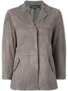 Salvatore Ferragamo Suede Jacket, Women's, Size: 42, Grey, Lamb Skin
