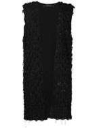 Federica Tosi - Fringed Vest - Women - Cotton/polyester/polyurethane/viscose - S, Women's, Black, Cotton/polyester/polyurethane/viscose