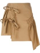 No21 Asymmetric Mini Skirt, Women's, Size: 40, Brown, Cotton