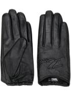 Karl Lagerfeld Logo Embroidered Gloves - Black