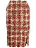 Versace Check Tweed Skirt - Red