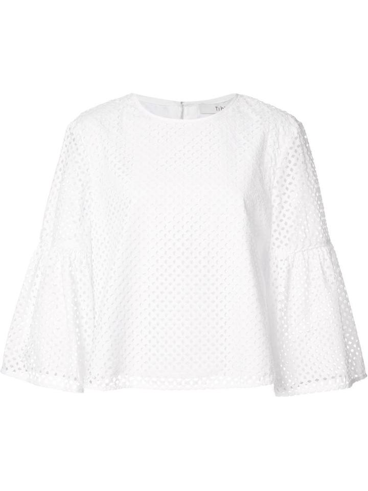 Tibi Laser Cut Blouse, Women's, Size: 4, White, Cotton