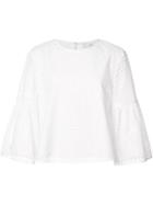 Tibi Laser Cut Blouse, Women's, Size: 4, White, Cotton