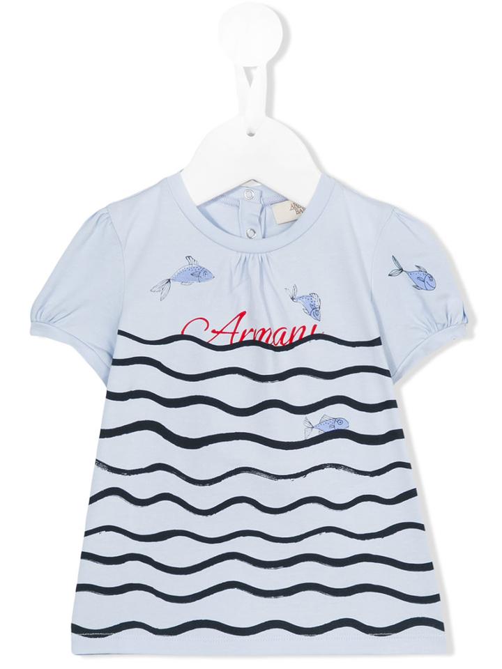 Armani Junior - Underwater Print Top - Kids - Cotton/spandex/elastane - 18 Mth, Blue