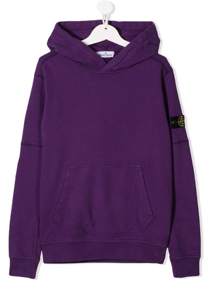 Stone Island Junior Teen Compass Badge Hoodie - Purple